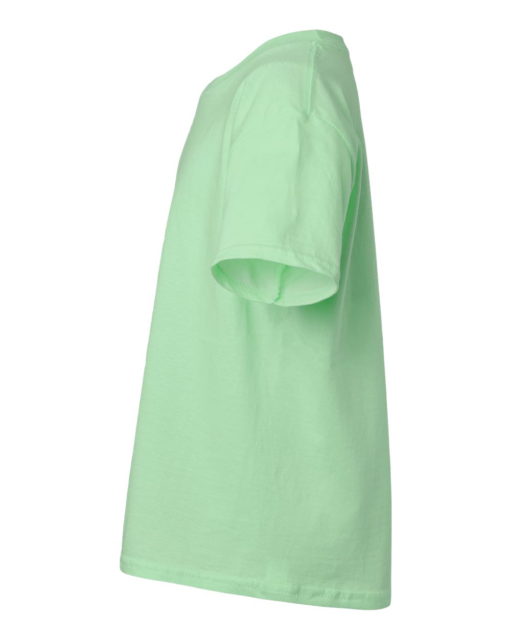 Left View of Mint Green Light Cotton Youth T-Shirt - 3000B