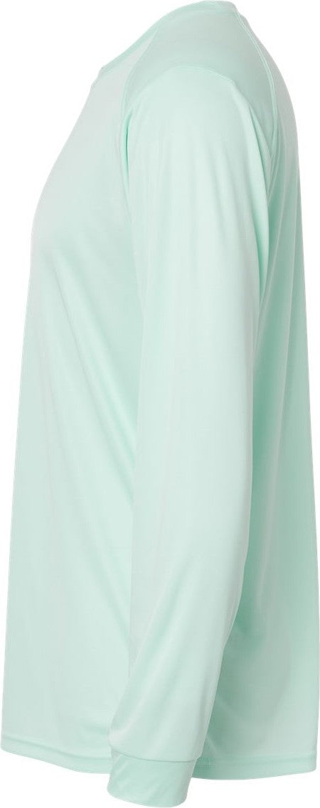 Left View of Mint Green Long Islander Performance Long Sleeve T-Shirt - 210