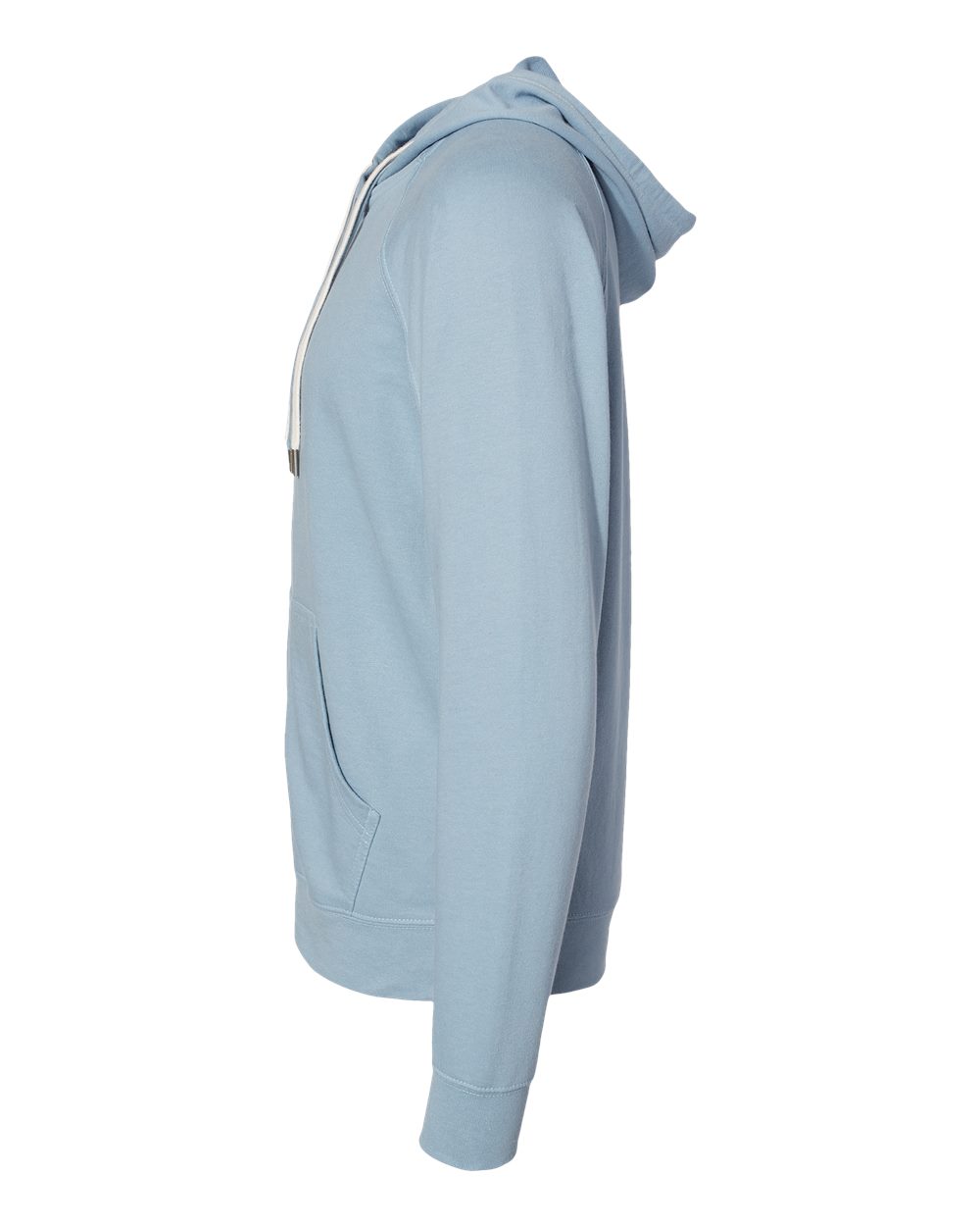 Left View of Misty Blue Icon Lightweight Loopback Terry Full-Zip Hooded Sweatshirt - SS1000Z