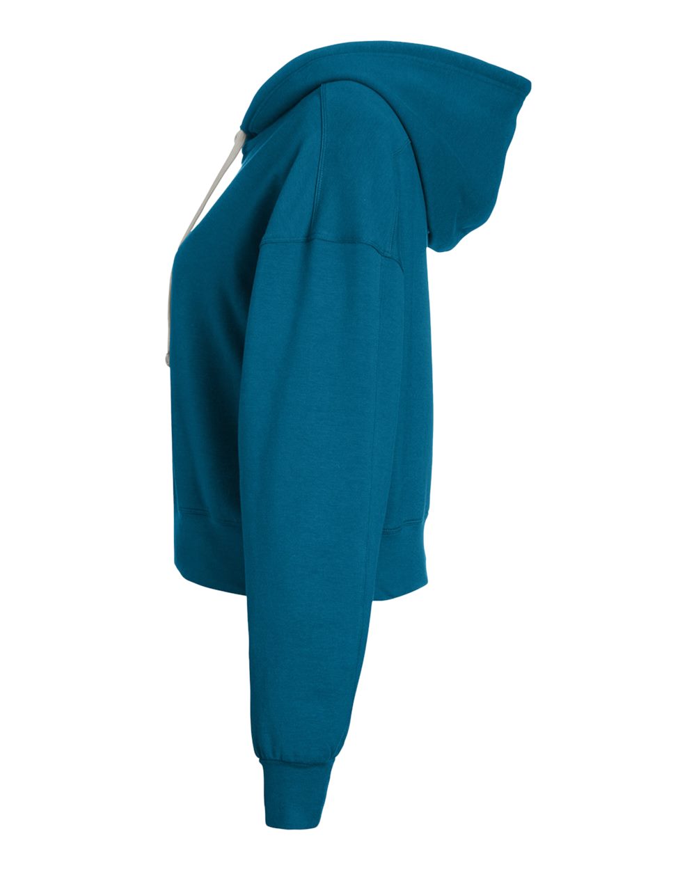 Rear View of Moroccan Blue Women's Vintage Oversized Cropped Hooded Sweatshirt - PDP1725
