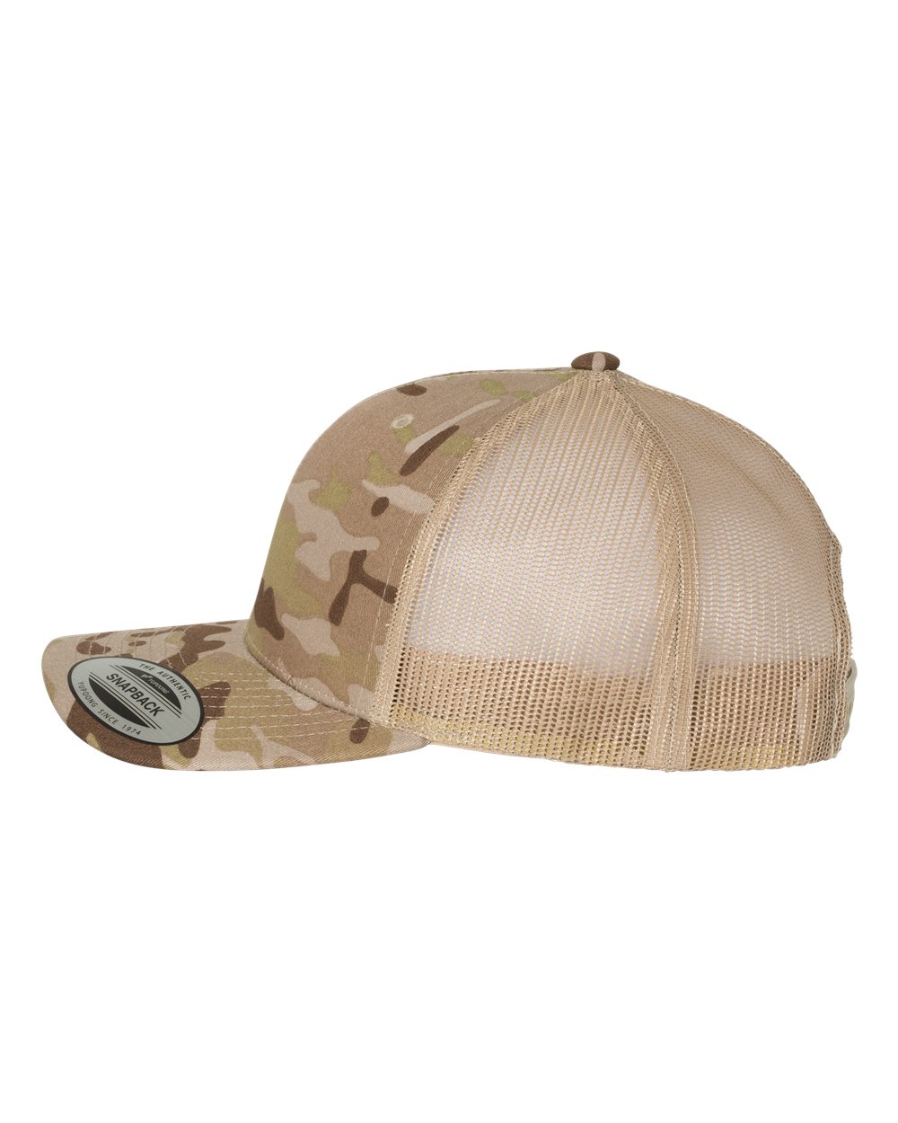 Left View of Multicam Arid/ Tan Retro Trucker Cap - 6606