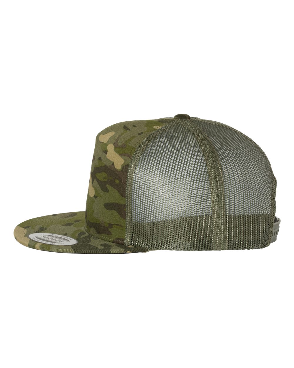 Left View of Multicam Tropic/ Green Five-Panel Classic Trucker Cap - 6006