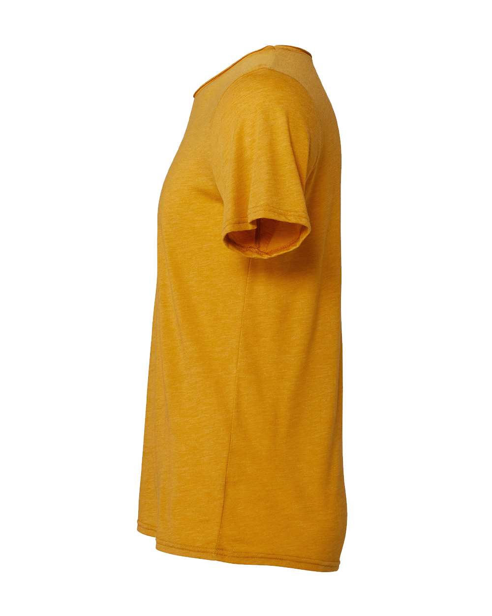 Left View of Mustard Triblend FWD Fashion Triblend Raw Neck Tee - 3414