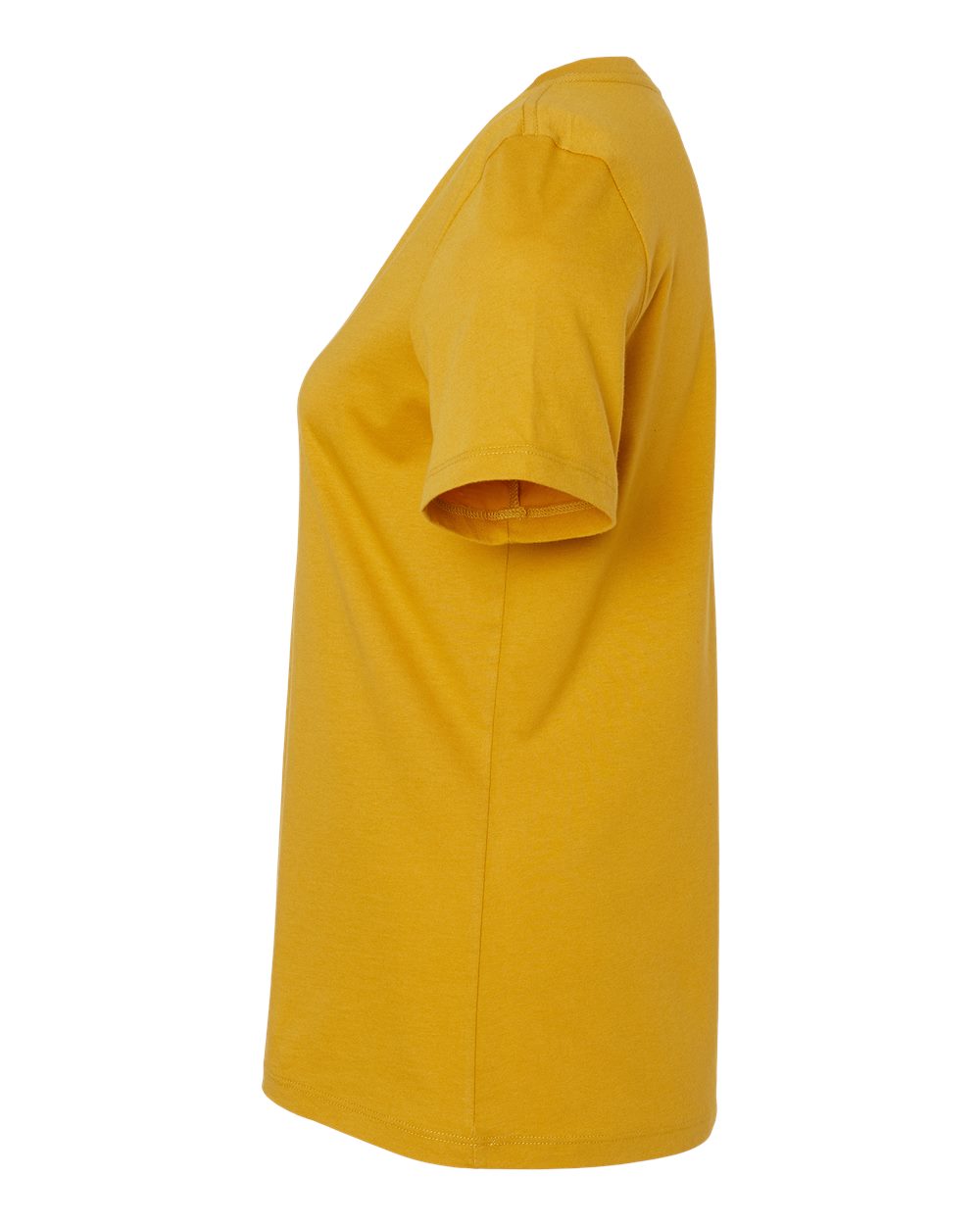 Left View of Mustard Women’s Relaxed Jersey V-Neck Tee - 6405