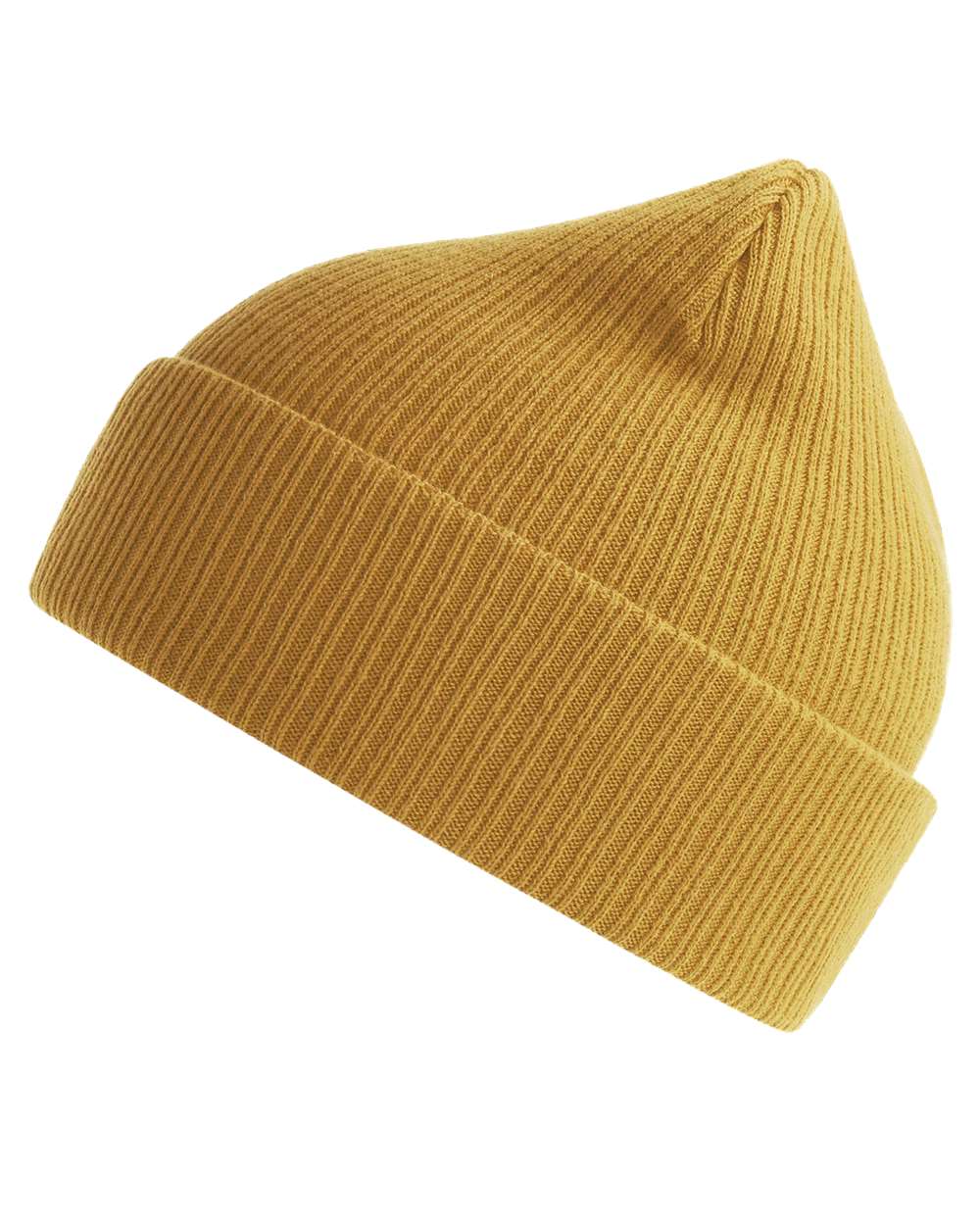 Left View of Mustard Yellow Sustainable Cuffed Beanie - NELSON