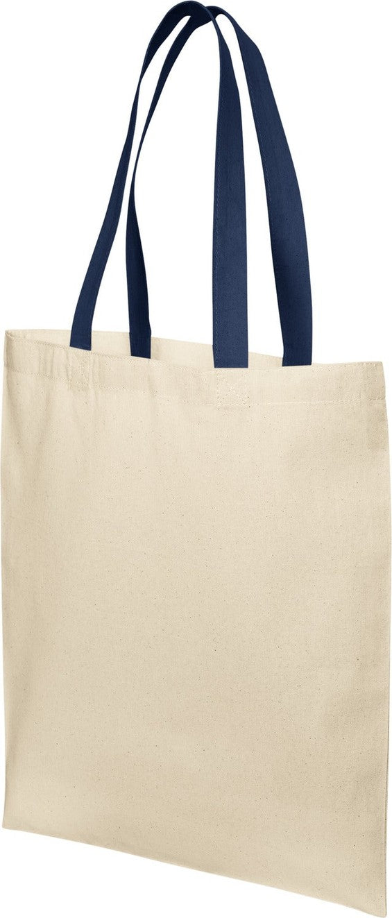 Left View of Nat/RvBlNv Port Authority Core Cotton Tote BG1500
