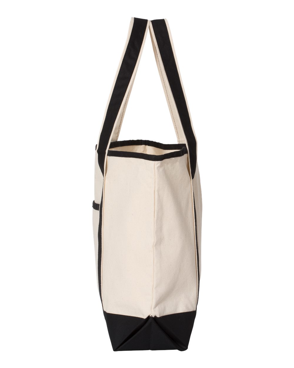 Left View of Natural/ Black 34.6L Large Canvas Deluxe Tote - Q1500