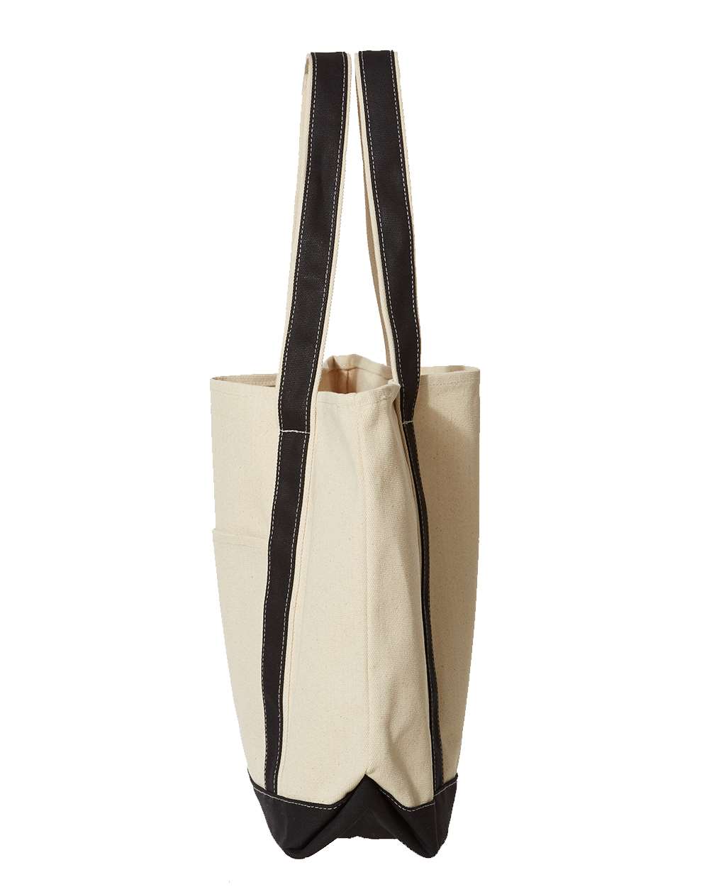 Left View of Natural/ Black Carmel Classic XL Cotton Canvas Resort Tote - 8872