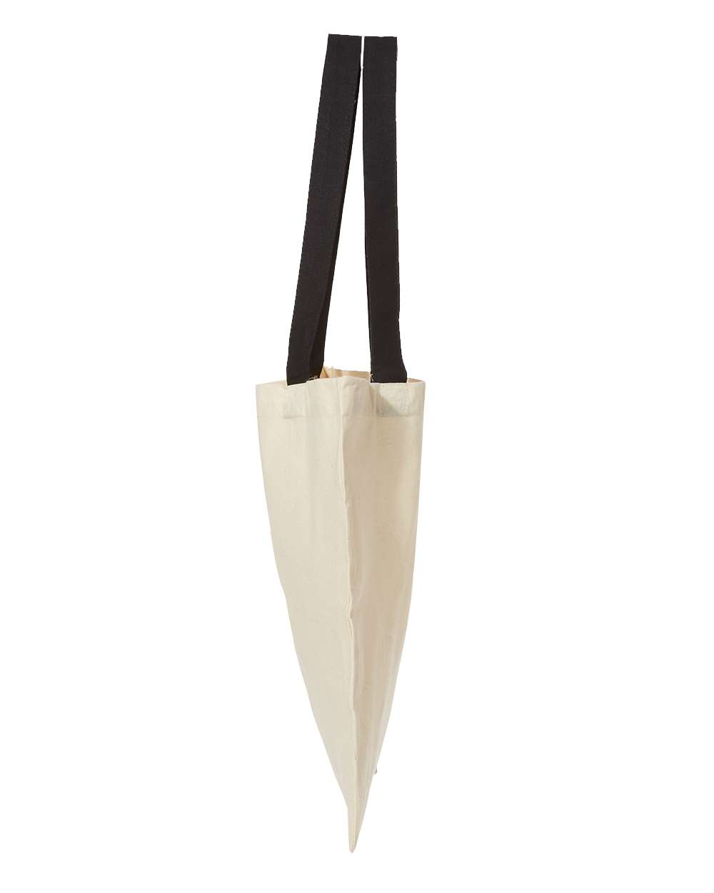 Left View of Natural/ Black Contrast-Color Handle Tote - OAD105