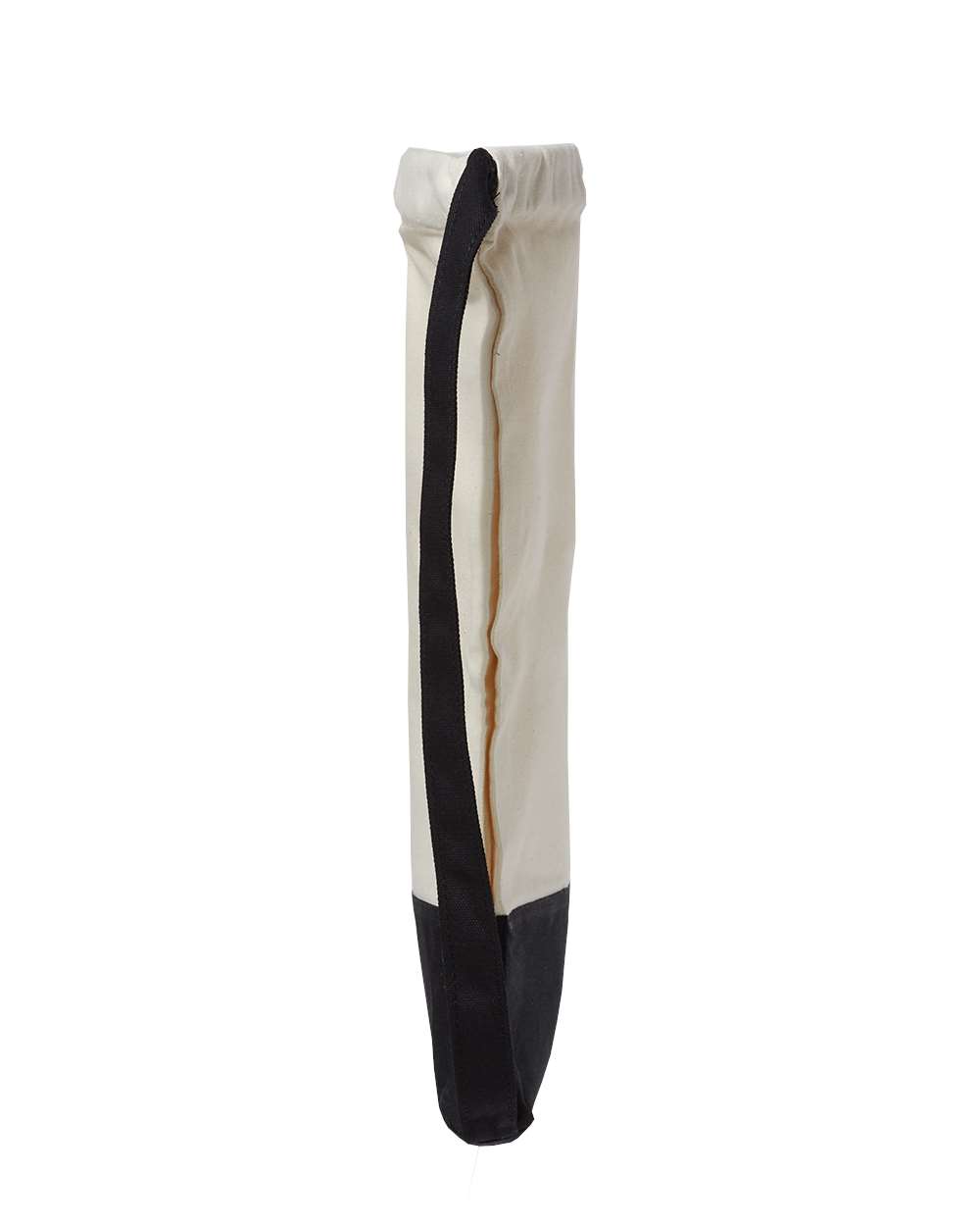 Left View of Natural/ Black Drawstring Backpack - 8876