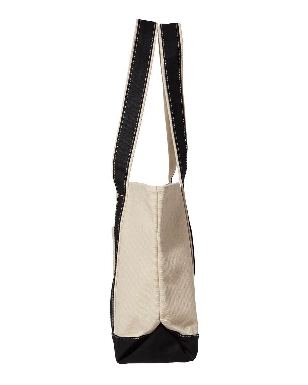 Left View of Natural/ Black Windward Large Cotton Canvas Classic Resort Tote - 8871