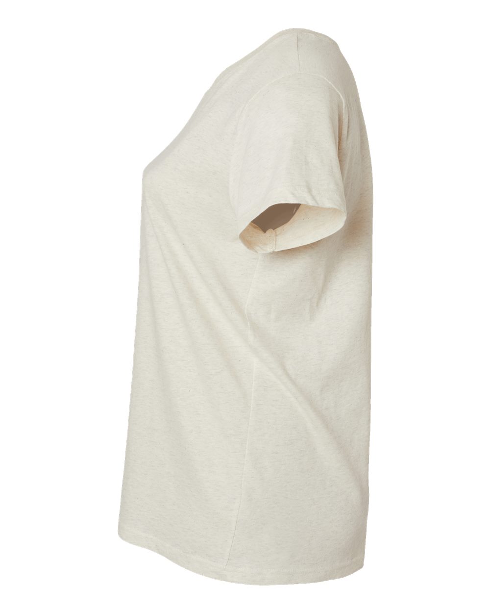 Left View of Natural Heather Curvy Collection Women's Fine Jersey V-Neck Tee - 3817