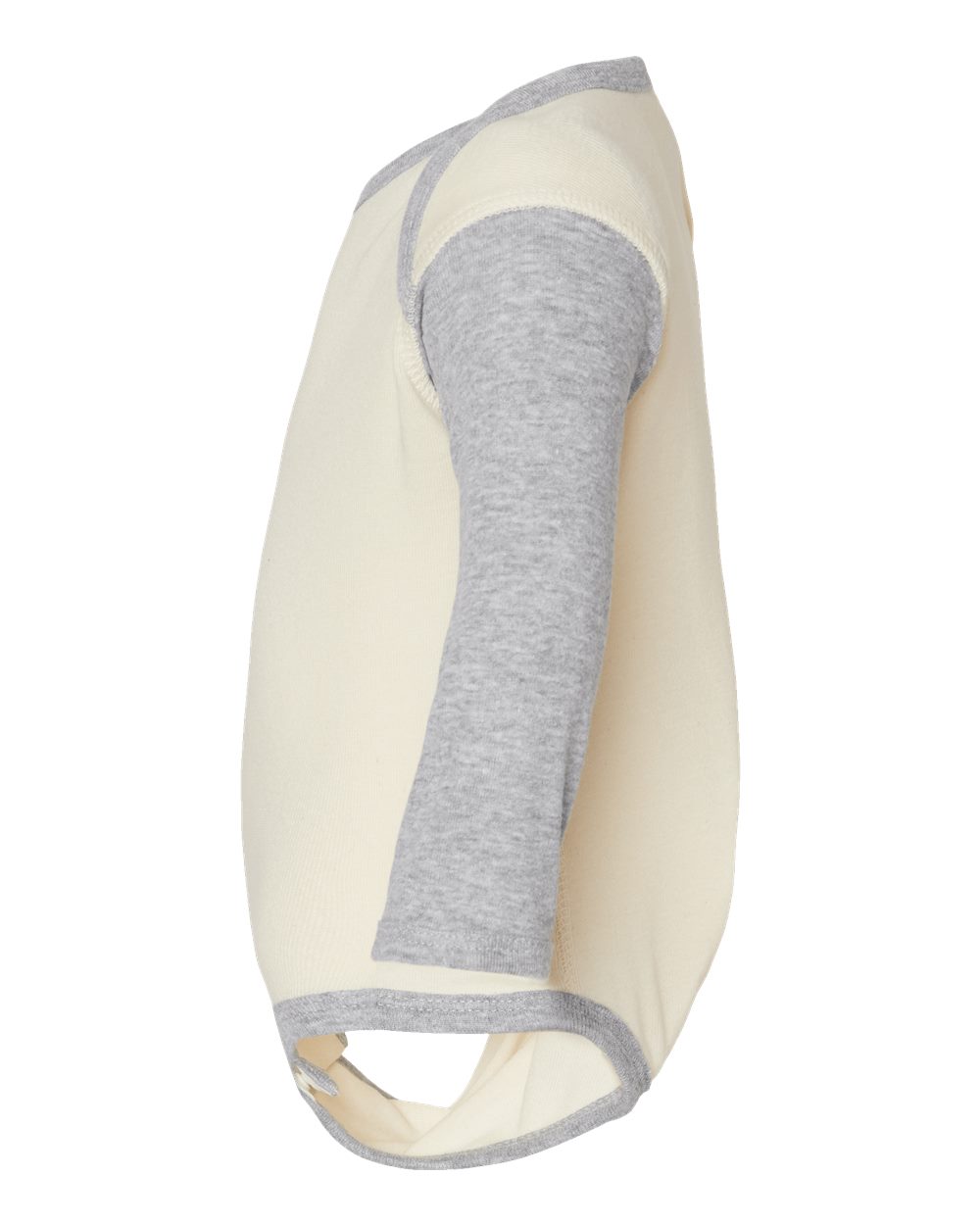 Left View of Natural/ Heather Infant Long Sleeve Baby Rib Bodysuit - 4411