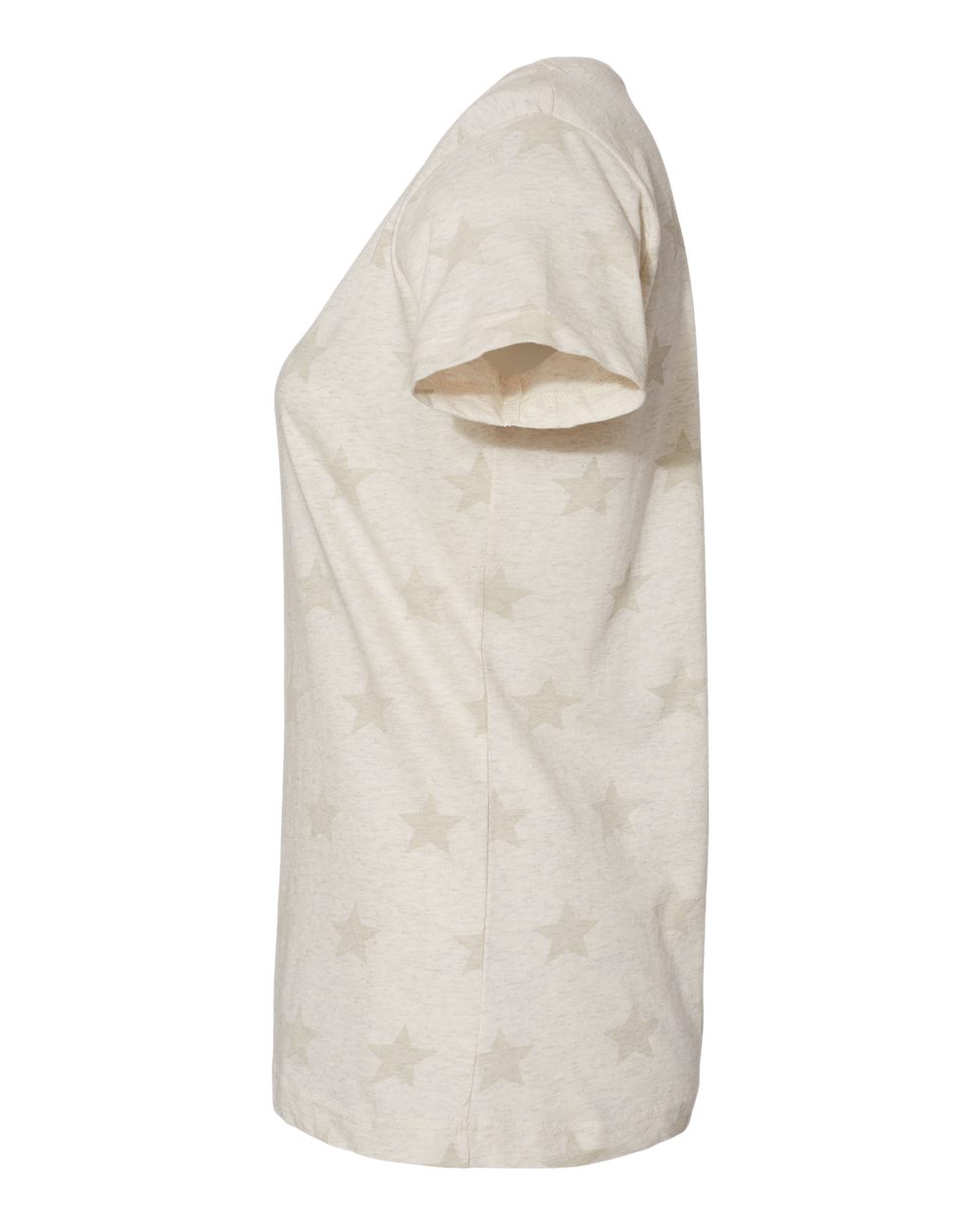Left View of Natural Heather Star Women&#39;s Star Print Scoop Neck Tee - 3629