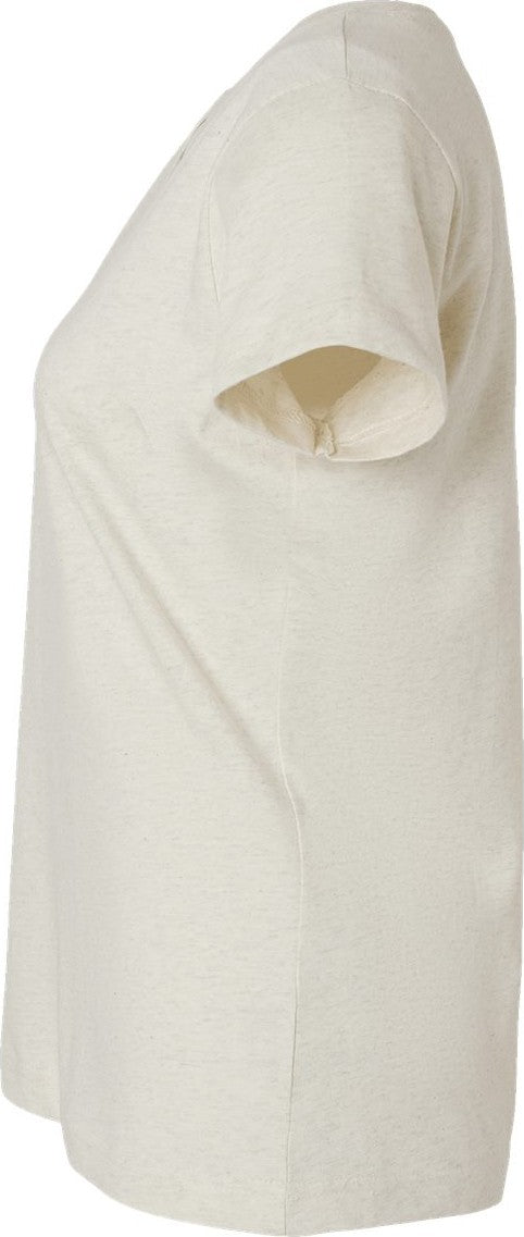 Left View of Natural Heather Women's Fine Jersey V-Neck Tee - 3507