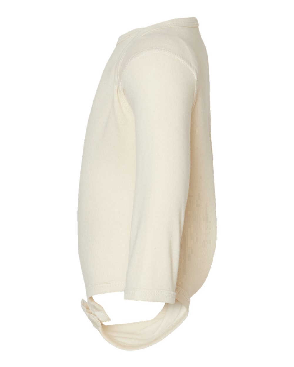Left View of Natural Infant Long Sleeve Baby Rib Bodysuit - 4411