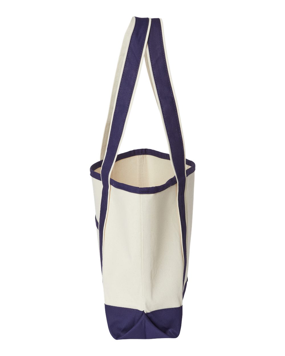 Left View of Natural/ Navy Promotional Heavyweight Medium Beach Tote - OAD102