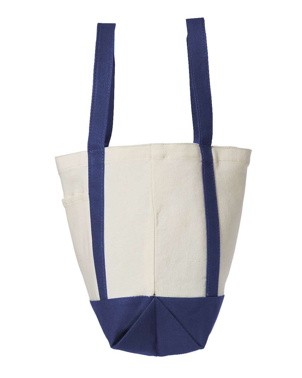 Left View of Natural/ Navy Seaside Boater Tote - 8867
