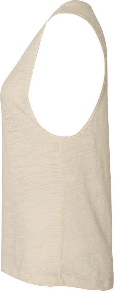 Left View of Natural Slub Women&#39;s Flowy Scoop Muscle Tank - 8803