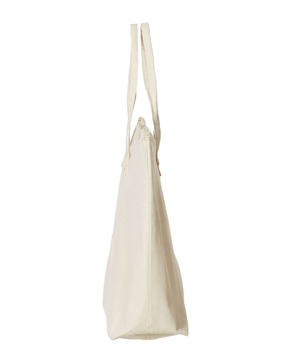 Left View of Natural Tote with Top Zippered Closure - 8863