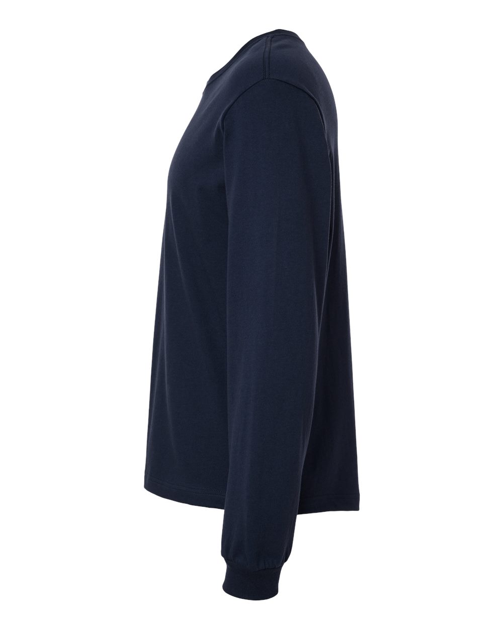 Left View of Navy 6 oz. Heavyweight Long Sleeve Tee - 3511