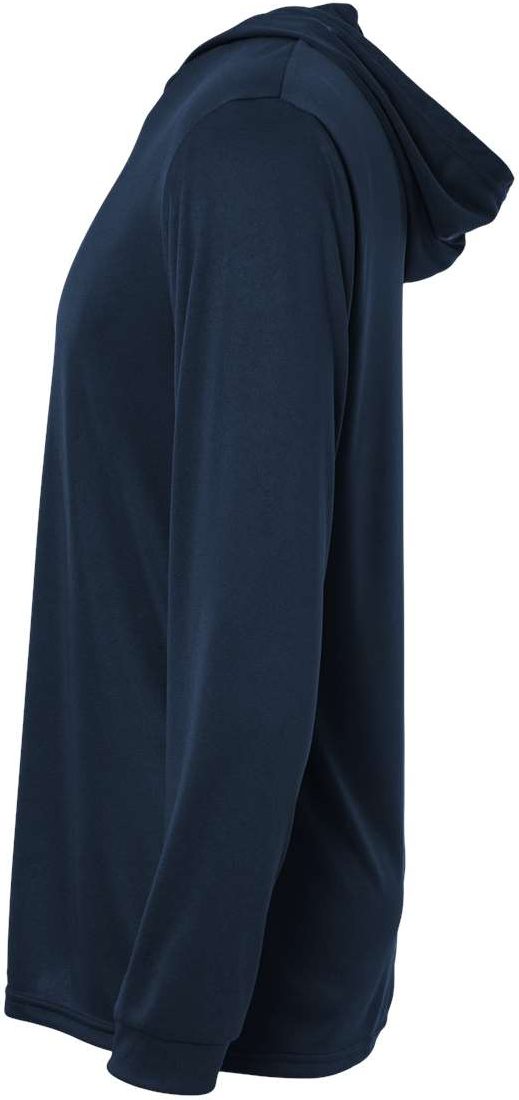 Left View of Navy Bahama Performance Hooded Long Sleeve T-Shirt - 220