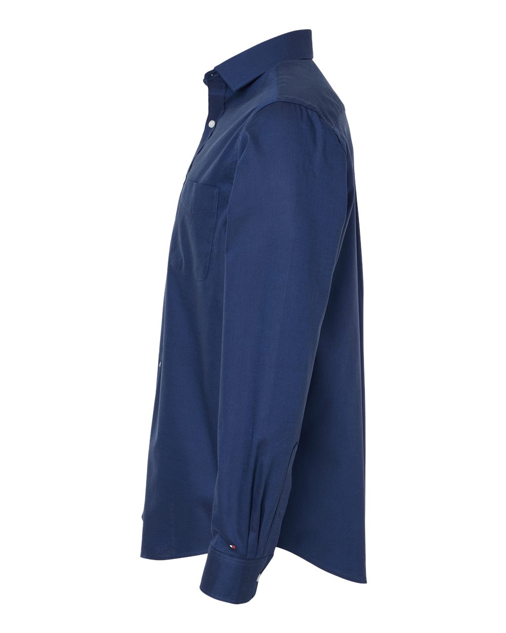 Left View of Navy Blazer New England Cotton Oxford Shirt - 13TH106