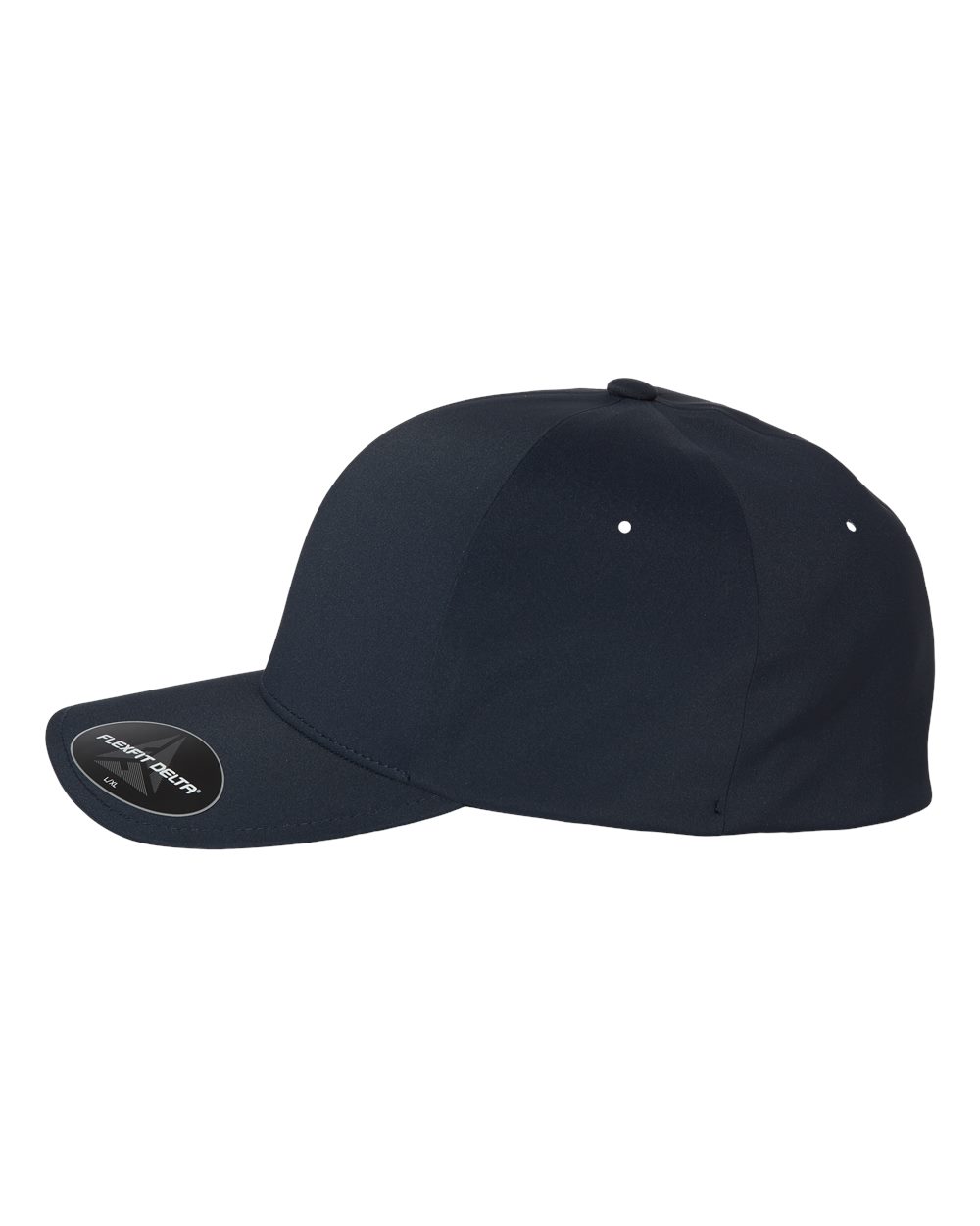 Left View of Navy Delta® Seamless Cap - 180