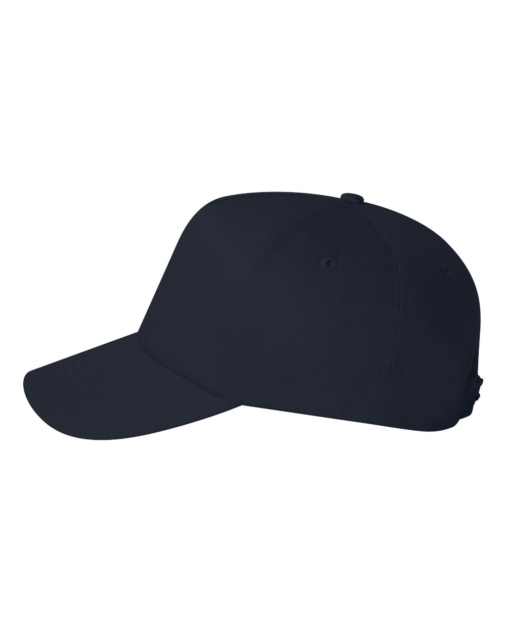 Left View of Navy Five-Panel Twill Cap - 8869