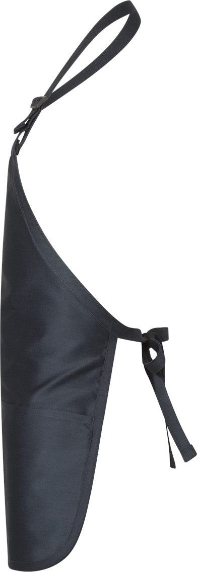 Left View of Navy Full-Length Apron with Pouch Pocket - Q4250