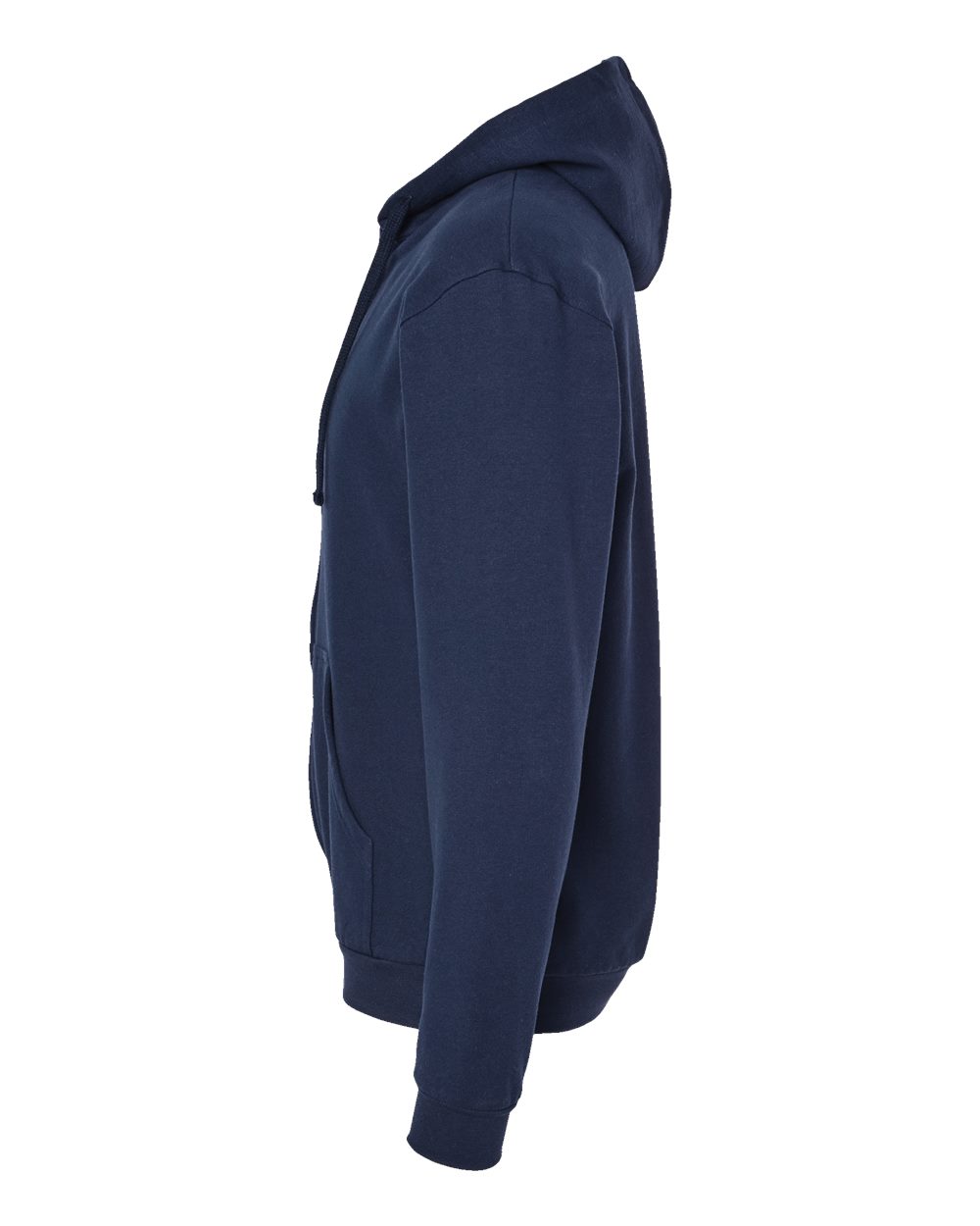 Left View of Navy Full-Zip Hooded Sweatshirt - 331