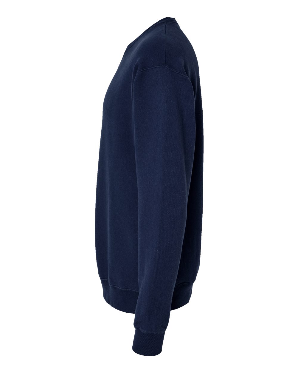 Left View of Navy Garment-Dyed Crewneck Sweatshirt - GDH400