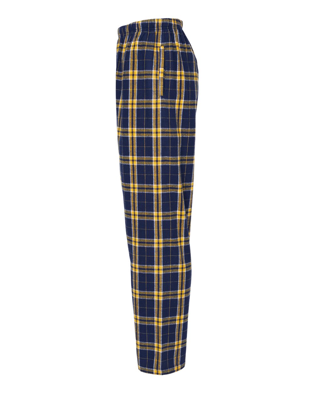 Left View of Navy/ Gold Harley Flannel Pants - BM6624