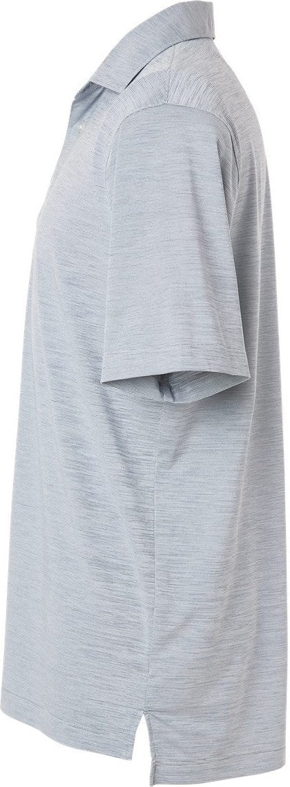 Left View of Navy Heather Men's Bohemian Striped Heather Performance Polo - 162