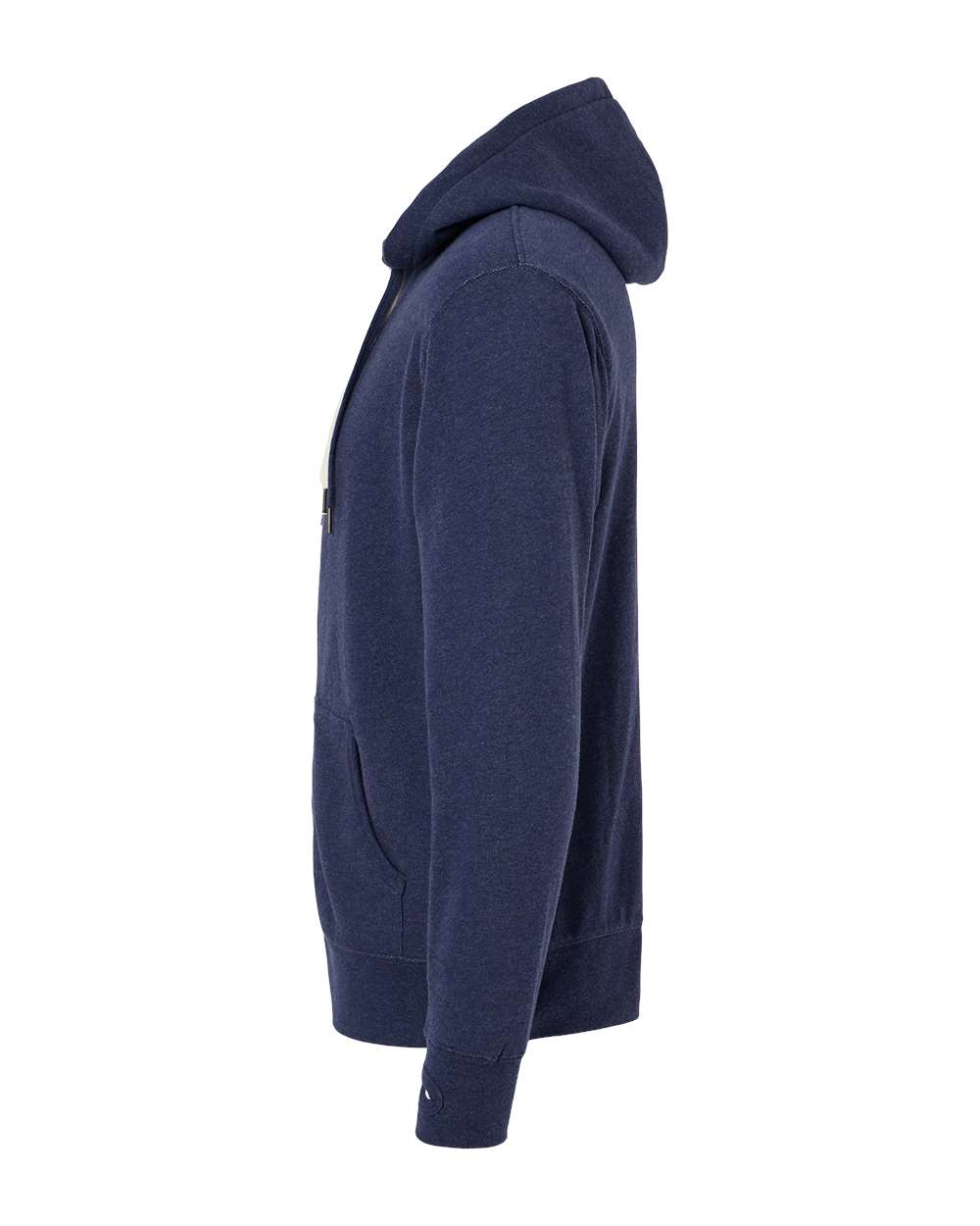 Left View of Navy Heather Sherpa-Lined Hooded Sweatshirt - EXP90SHZ