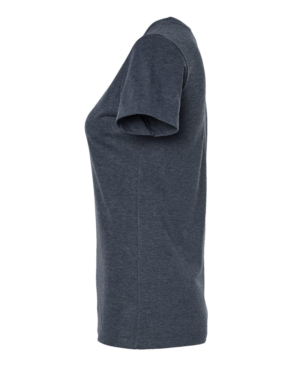 Left View of Navy Heather Women&#39;s Premium Cotton Blend T-Shirt - 542