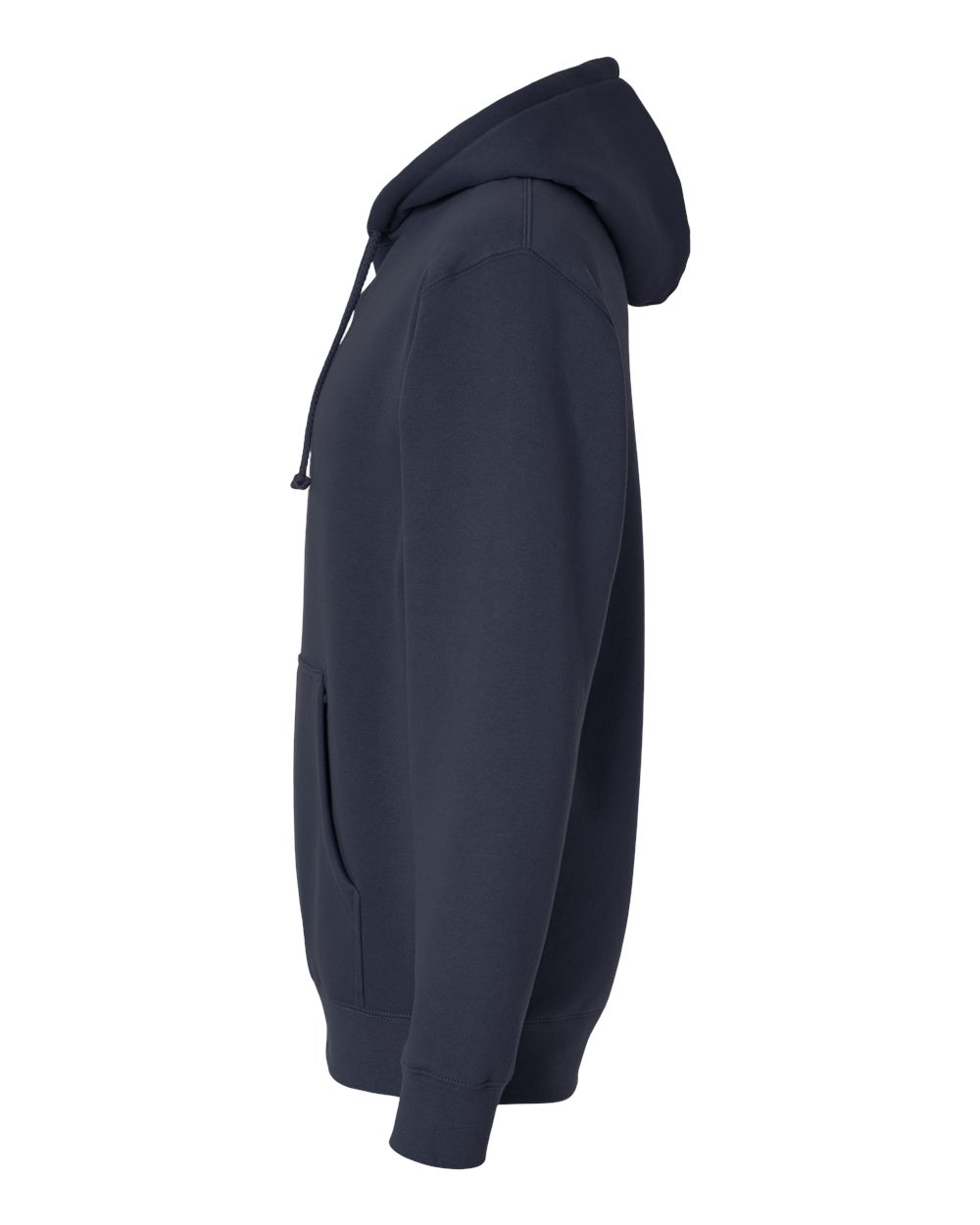 Left View of Navy Heavyweight Hooded Sweatshirt - IND4000