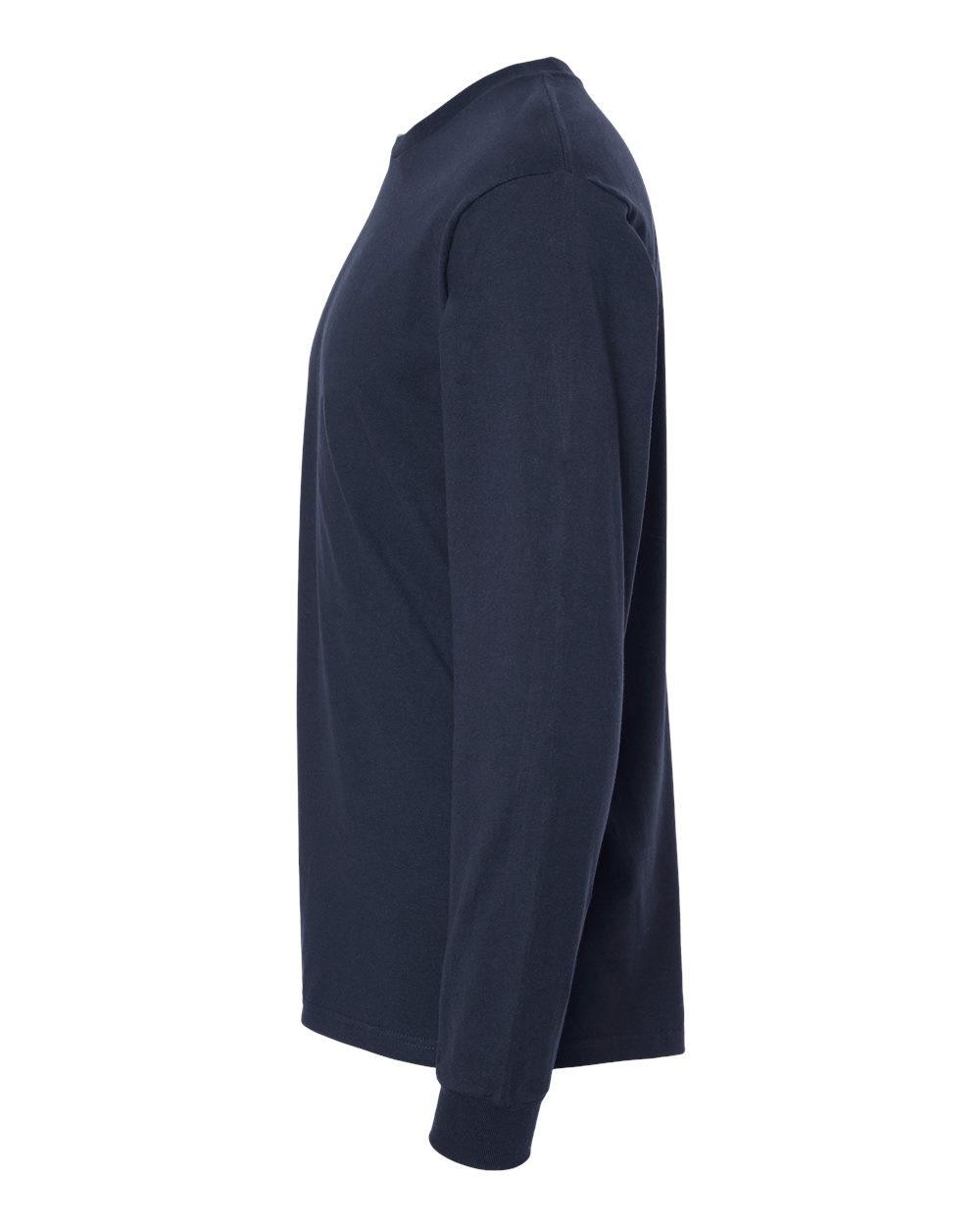 Left View of Navy Heavyweight Jersey Long Sleeve T-Shirt - 291