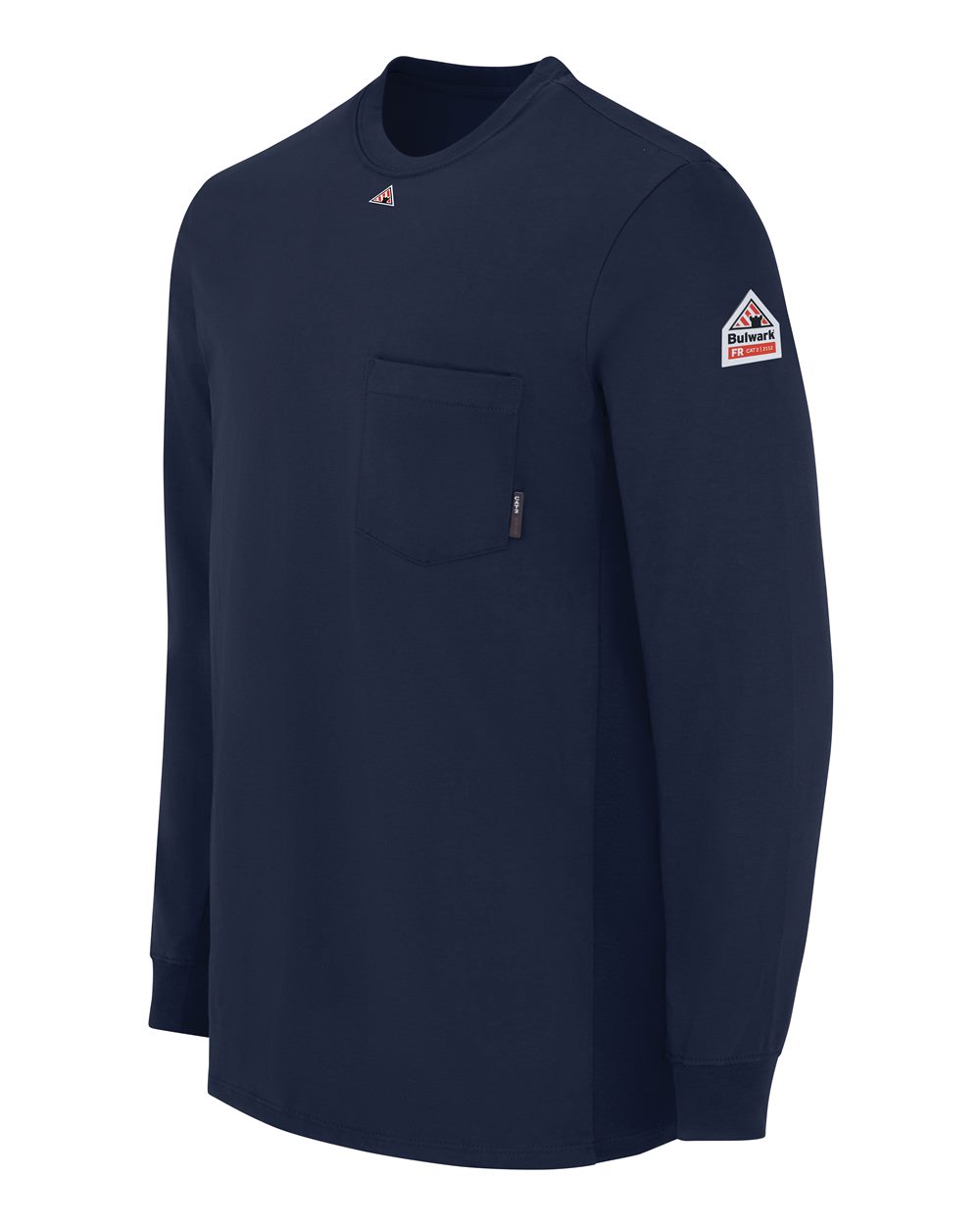 Left View of Navy Knit Long Sleeve T-Shirt - SET2