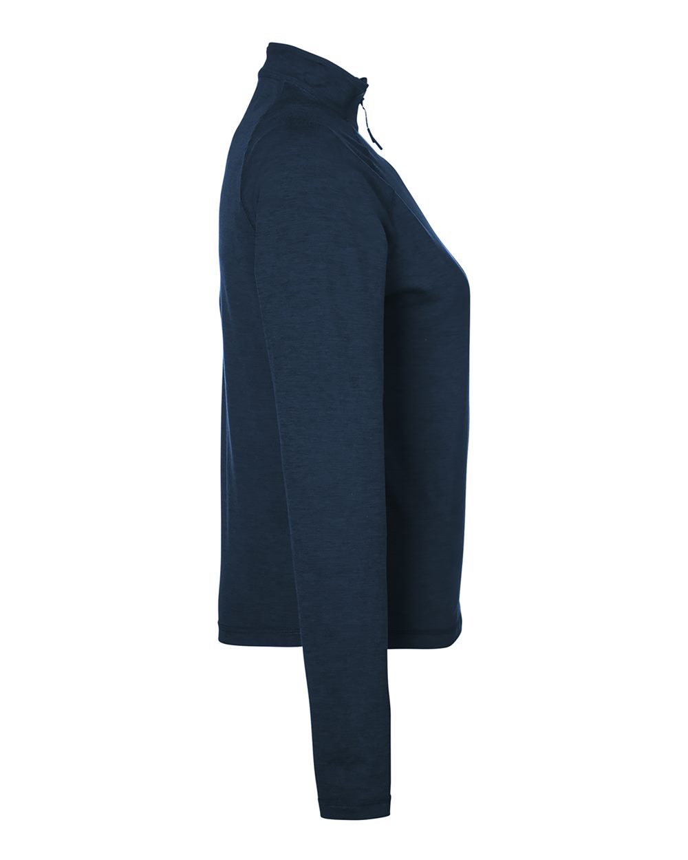 Left View of Navy Marble Women&#39;s Marbled Jersey Fairway Quarter-Zip Pullover - PDP8023
