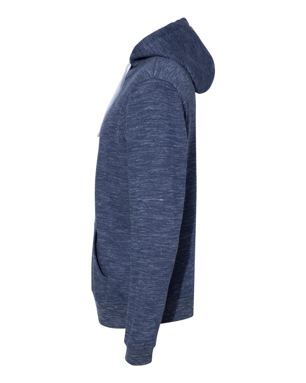Left View of Navy Mélange Fleece Hooded Sweatshirt - 8677