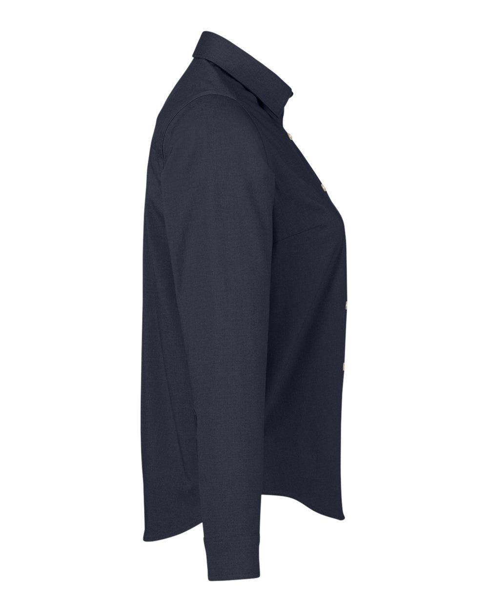 Left View of Navy Melange Women&#39;s CrownLux Performance® Spencer Poplin Dress Shirt - DG505W