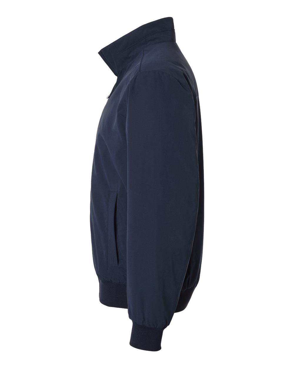 Left View of Navy Men's Fleece Lined Microfiber Bomber Jacket - 27712