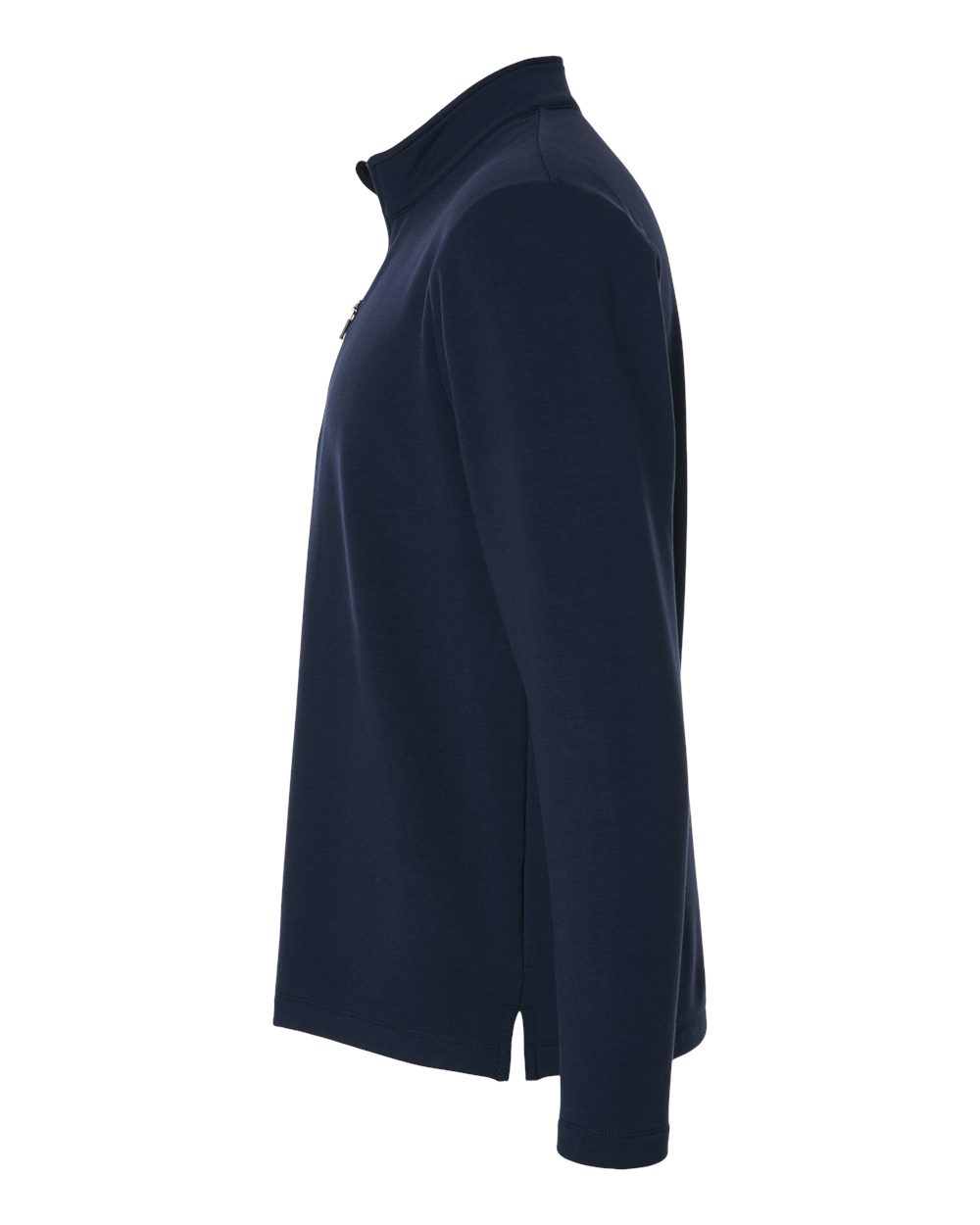 Left View of Navy Men's Stretch Quarter-Zip Fleece Pullover - STF870 plain