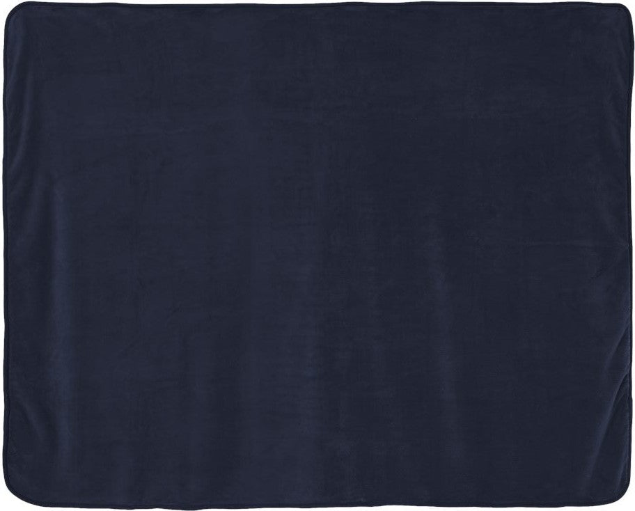 Left View of Navy Micro Coral Fleece Blanket - 8707
