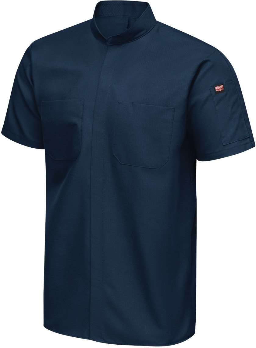 Left View of Navy Mimix™ Pro+ Short Sleeve Work Shirt With OilBlok - Tall Sizes - SX46T