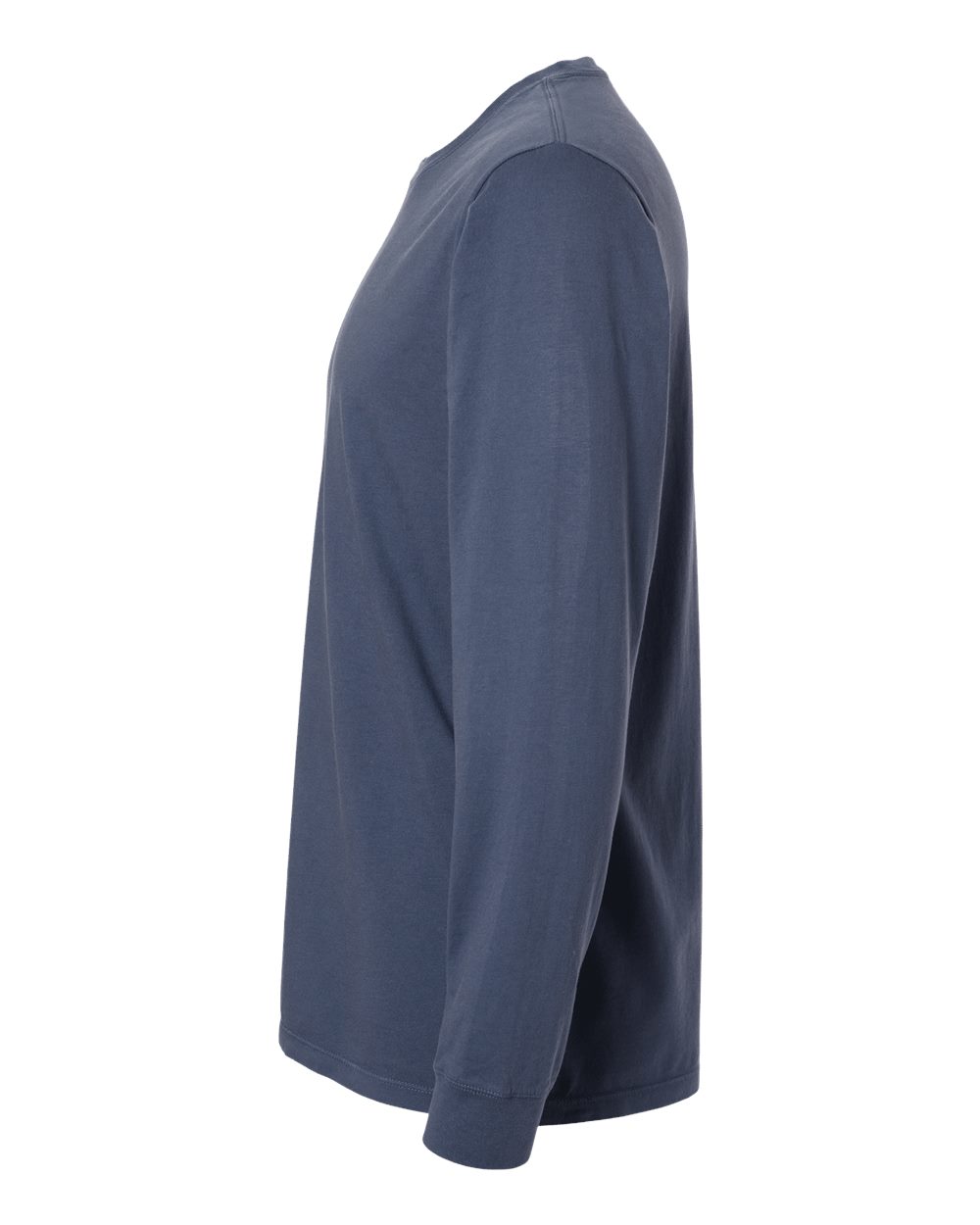 Left View of Navy Organic Long Sleeve T-Shirt - 420