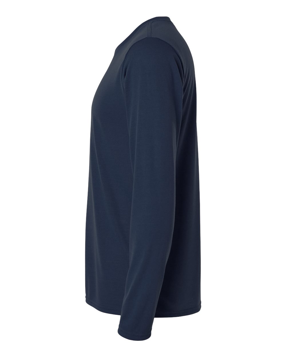 Left View of Navy Performance® Long Sleeve T-Shirt - 42400