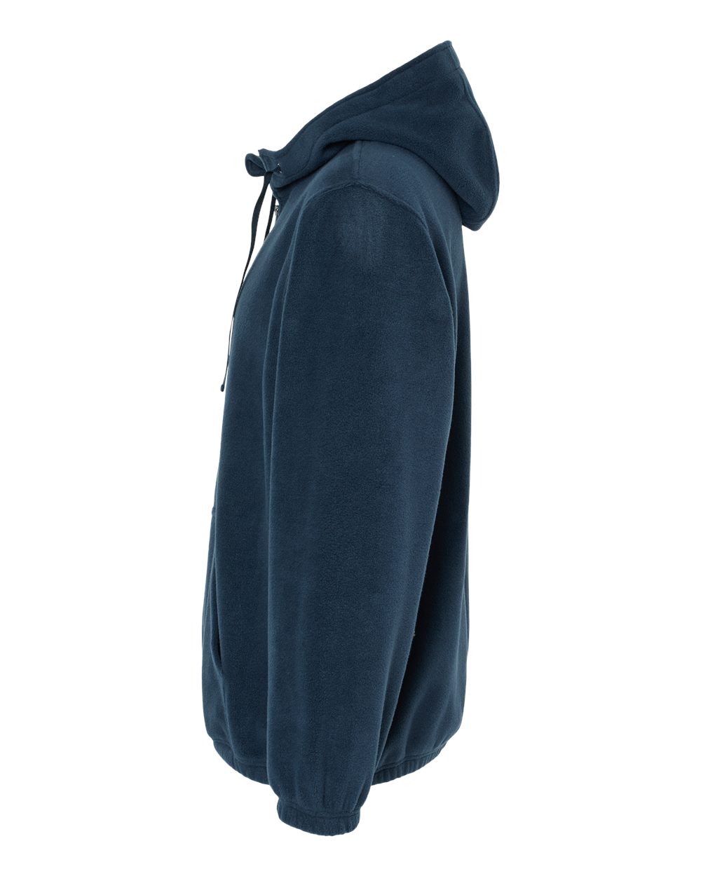 Left View of Navy Polar Fleece Quarter-Zip Hooded Pullover - 3600