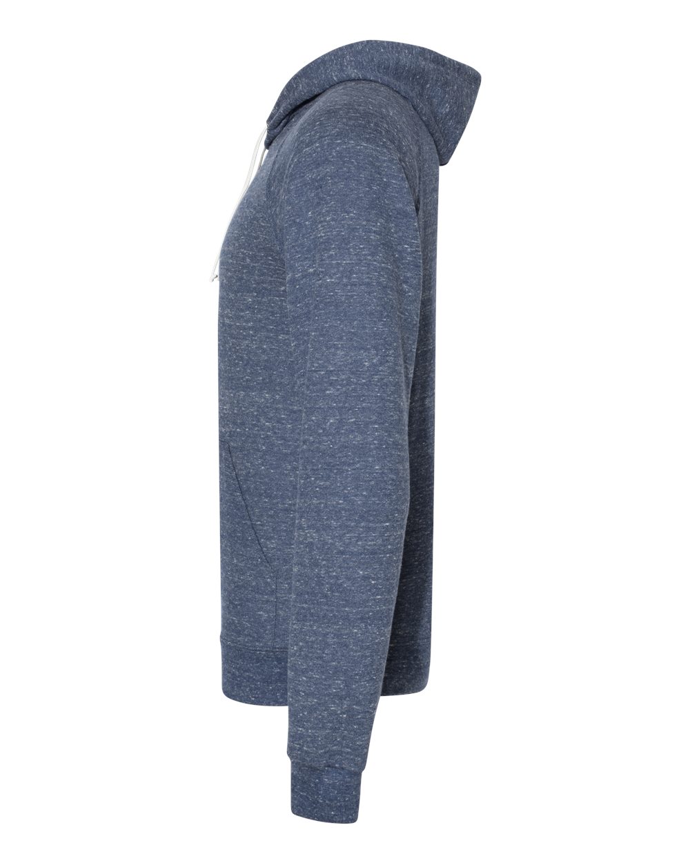 Left View of Navy Snow Heather French Terry Raglan Hooded Sweatshirt - 90MR